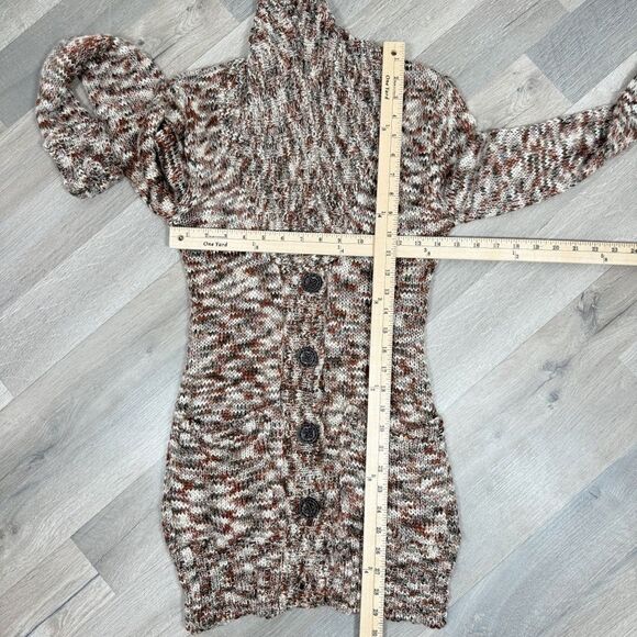 Billabong Marled Cardigan Sweater Brown Multi Juniors Large Button Shawl Collar - Picture 11 of 12